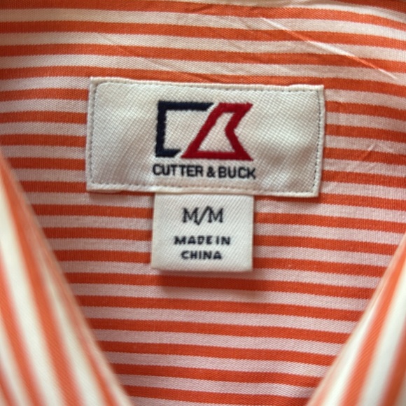 Cutter & Buck Auburn Logo Orange Striped Button Down Shirt - Picture 3 of 4